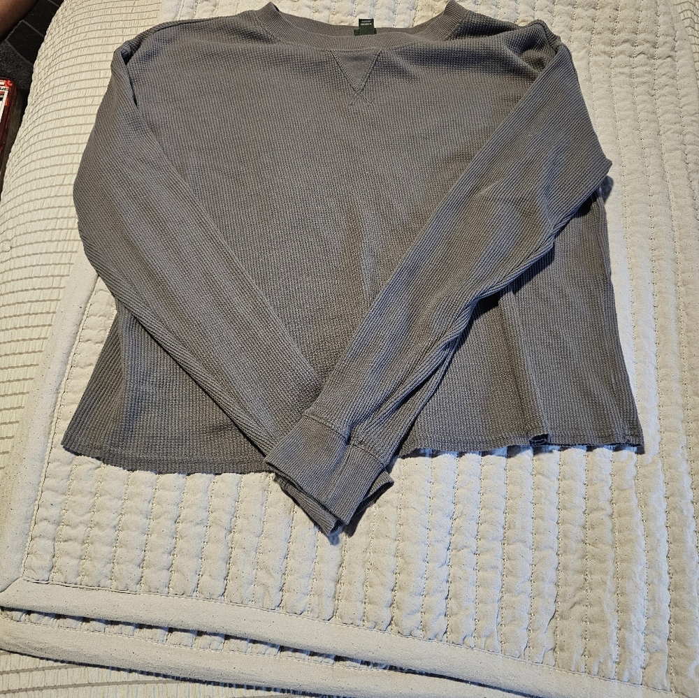 Wild fable waffle long sleeve crop top, blue/gray, women's size xs